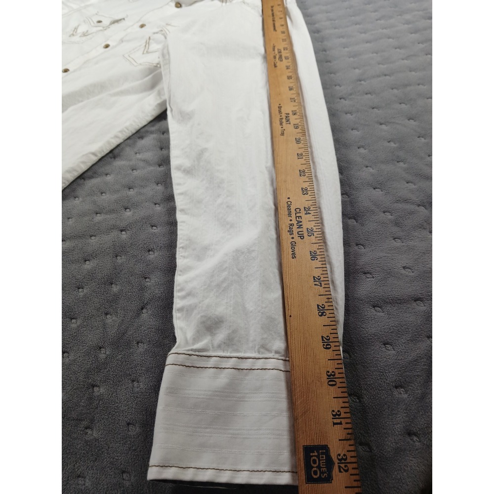 Wrangler Retro Premium Mens White Western Snap Shirt Contrast Stitch L 10MVR531W - Picture 7 of 8